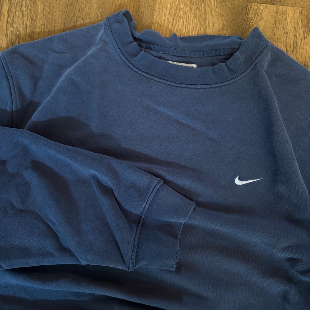 Vintage Y2K Nike Silver Label Authentic Small Check Navy Pullover Sweatshirt